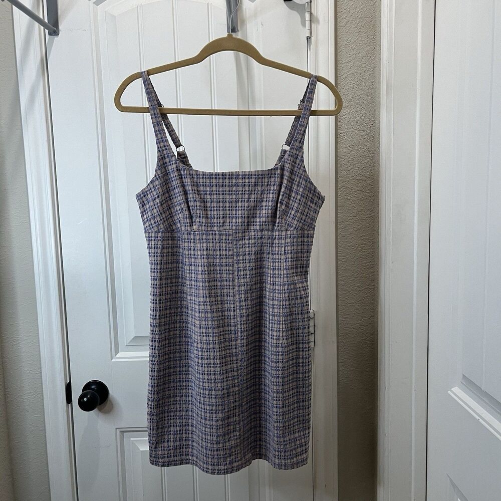 Urban Outfitters Tank Dress Womens Size M Plaid Bodycon Blue Academia Y2K 90s